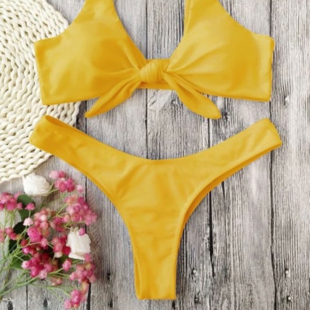 Yellow scrunch bikini bottom